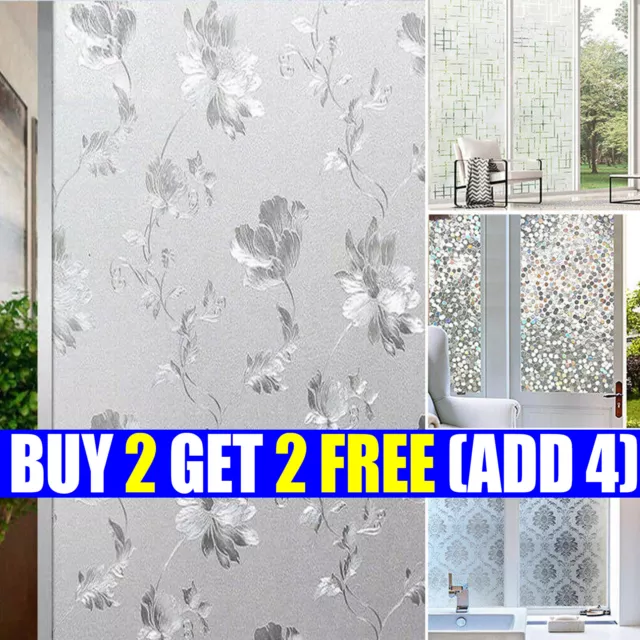 Bubble Free Frosted Window Film Self Adhesive Etched Privacy Glass Vinyl Film 1M