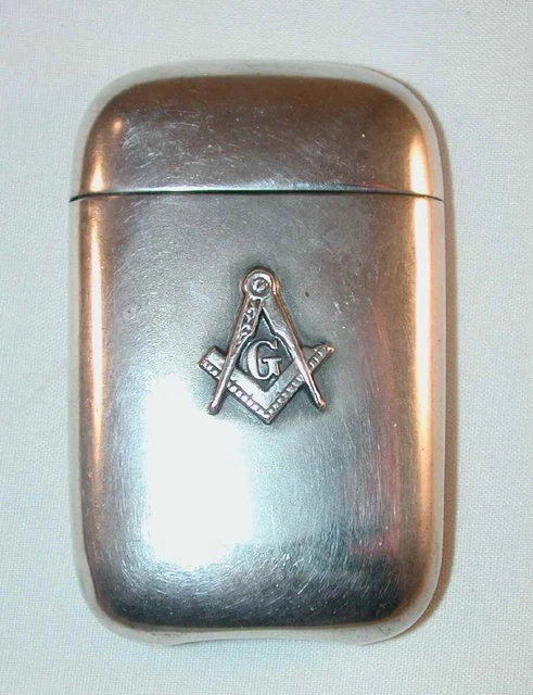 Sterling Silver Matchsafe Vesta Masonic Free Masons Emblem by L. Fritzsche & Co. Sterling Silver Matchsafe Vesta Masonic Free Masons Emblem by L. Fritzsche & Co.
