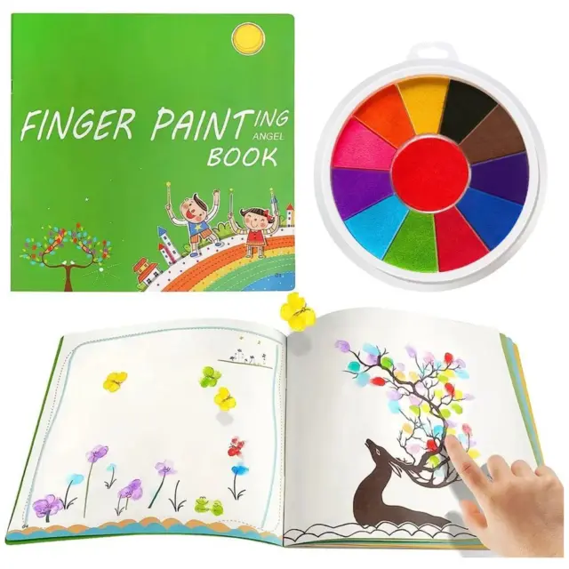 12Colors Ink Pad Stamp DIY Finger Painting Craft Cardmaking For Kids P4Y7