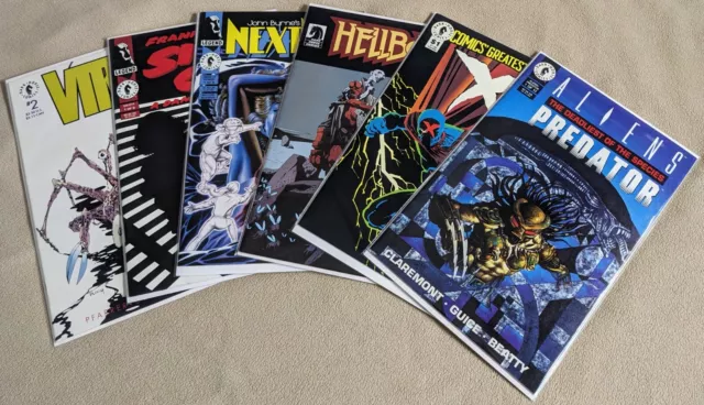 6 Dark Horse Mixed Comics Lot Aliens Predator X Hellboy Next Men Sin City Virus