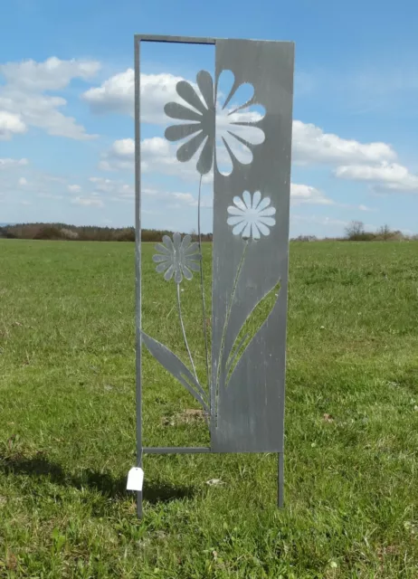Stele Blume grau 30x100 cm Gartendeko Beetstecker Metall Sichtschutz 560722B