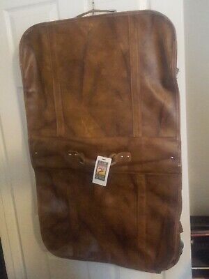Vintage American Tourister Luggage Garment Suit Bag Faux Brown Leather  2