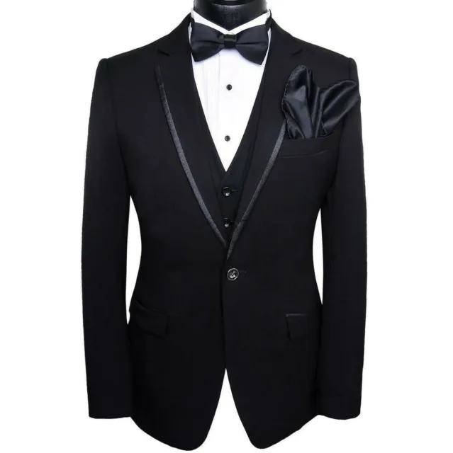 Abiti neri da uomo designer eleganti abiti da cena di lusso (cappotto + gilet + pantaloni) Regno Unito