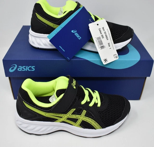 Asics Jolt 2 PS Boys Kids Trainers Size 13 Black Yellow Sports Trainers NEW