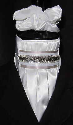 Pronto legato bianco lilla argento Paisley in Seta Sintetica DRESSAGE EQUITAZIONE STOCK-UK Made 
