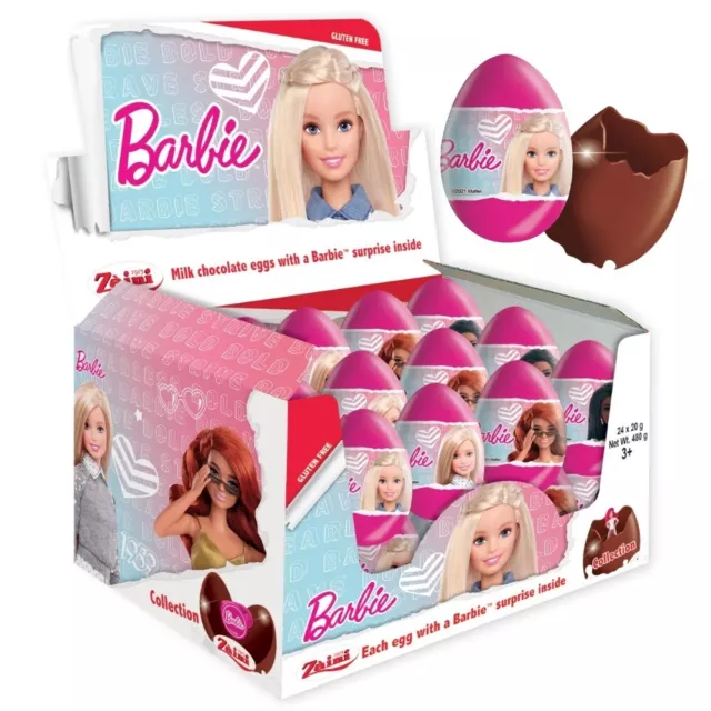 ZAINI BARBIE Milk Chocolate Eggs with Collectible Surprise FULL BOX 24 pcs