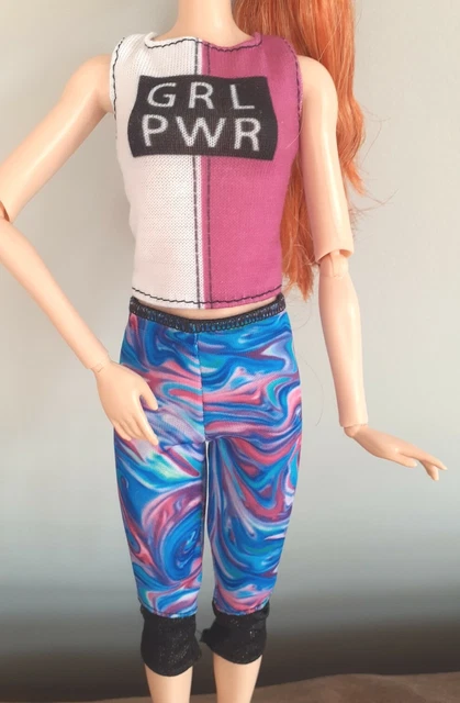 Barbie Doll Clothes You Can Be Anything Fitness Original Logo Top & Shorts NEW!