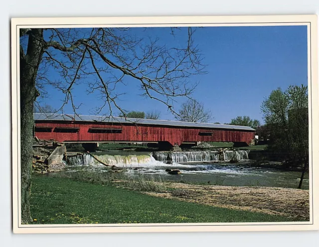 Postcard One of Indiana's longest covered bridges, Bridgeton, Indiana