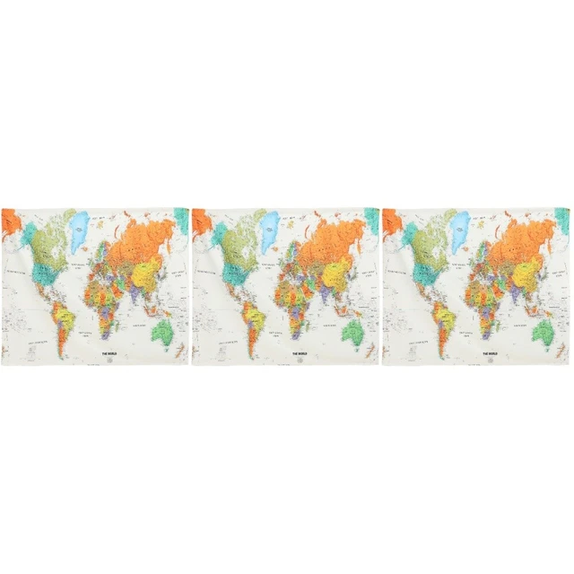 3x Lasting Colorfast Living Room Tapestry wall hanging world map for Home Decor