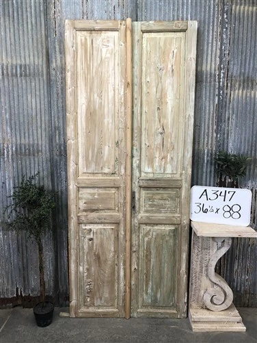 Antique French Double Doors (36.5x88) Raised Panel Doors, European Doors A347