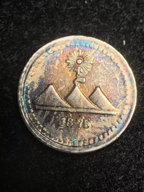 1875/3 P Guatemala 1/4 Real Silver - BU Rainbow Toned!