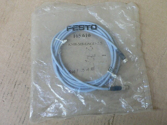 FESTO KM8-M8-GSGD-2.5 CONNECTING CABLE 165610 60Vac 75Vdc 4A 2.5M M8x1 GREY NOS