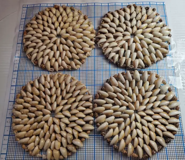 Lot of 4 Cowrie Shell Hot Plate Mat Coaster Beach Decor 5 Inch Tropical Tabletop