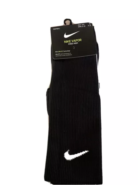 Nike VAPOR Knee High Football Socks Black/White SX5732-014 Mens 6-8