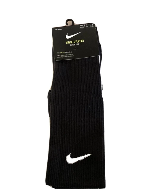 Nike VAPOR Knee High Football Socks Black/White SX5732-014 Mens 6-8