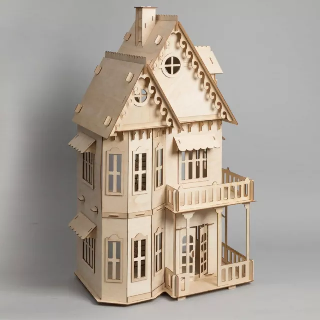 Large Gothic Style Wooden Doll House 72cm Height 1:12 Great Kids Gift Home Decro