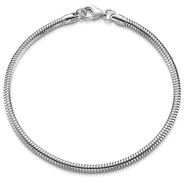 MATERIA Herren Armband Schlangenkette Damen 925 Silber Armband 3mm rhodiniert