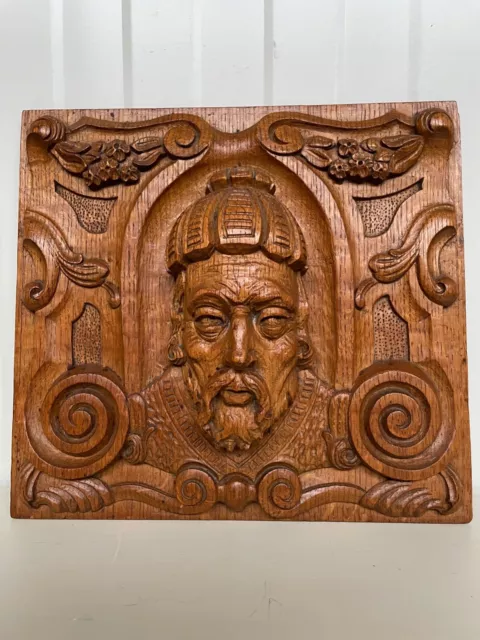 Stunning French Gothic panel of a pope/saint  in wood - circa 1900