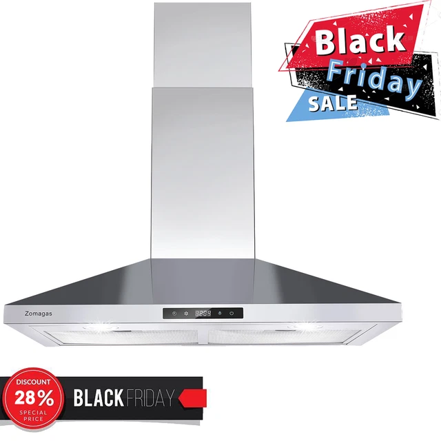 30 Inch 450CFM Stainless Steel Wall-Mounted Kitchen Range Hood 3 Speed Vent New