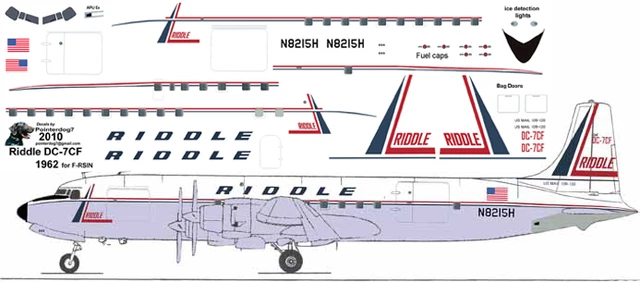 Maxwell Riddle Pointer RIDDLE COMBI DOUGLAS DC-7CF airliner pointerdog7 decals for F-RSIN 1/ ...