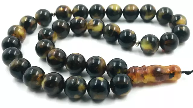 Islamic 33 Prayer beads Natural Baltic Amber Prayer  Rosary Misbaha pressed 2