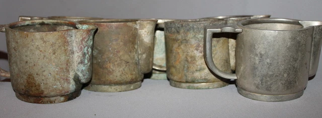 Antique Art Deco Set 7 Berndorf Alpacca Creamers Jugs