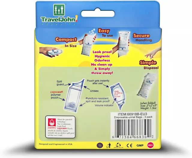 TravelJohn Disposable Urinal - 3-Pack 2