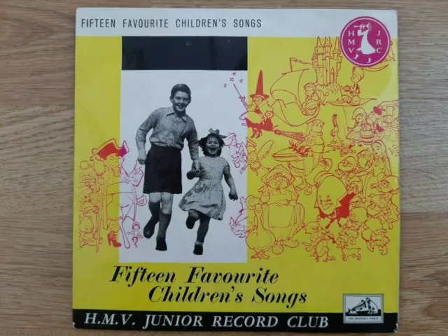 HMV JUNIOR RECORD CLUB (1959) Fifteen Favourite Childrens Songs YELLOW VINYL 7"