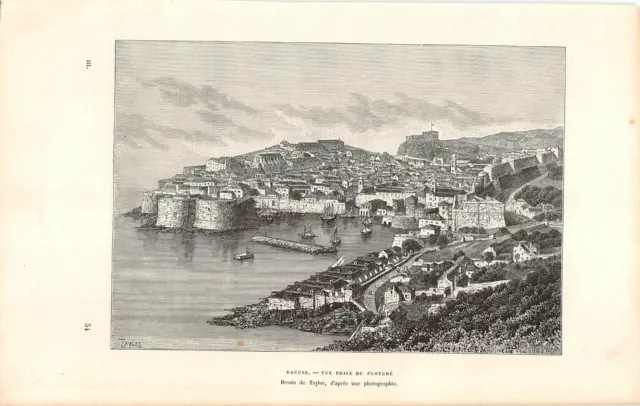 Press Engraving - Italy - RAGUSA - PLOT Shot View - Taylor Drawing