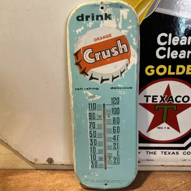 Original & Authentic''orange Crush'' Thermometer' ' Painted Metal 6X16 Inch