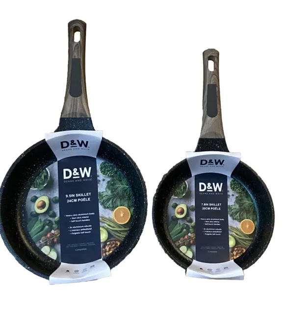 D&W Deane and White Cookware 11pc Set Black with Woodgrain Handles