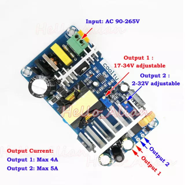 AC-DC verstellbarer Wandler AC 110V 220V 230V zu DC 5V 9V 12V 15V 24V Dual Ausgang 2