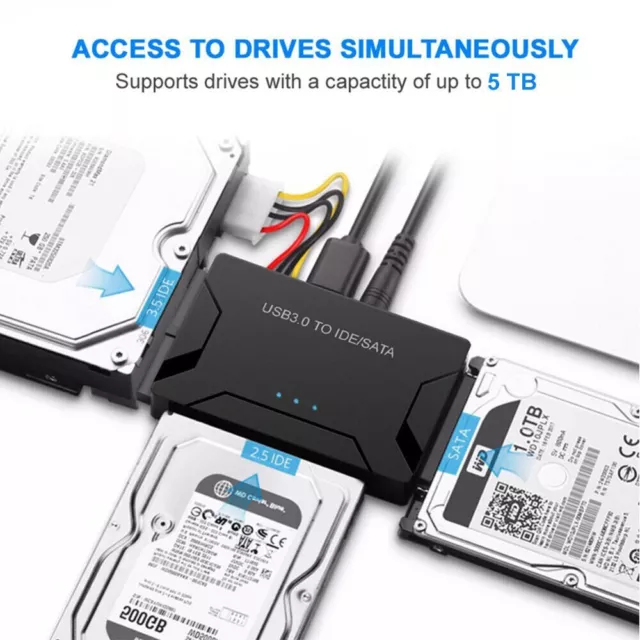 USB 3.0 to IDE SATA 2.5"/3.5" Hard Drive External Adapter Converter Cable Kit AU 3