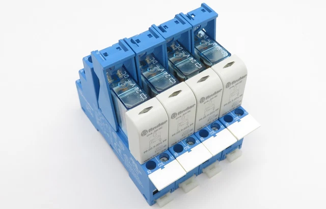 4x FINDER Relais 40.52.9.024.0000 24V DC 2W 8A Modul 99.02.9.024.99 Sockel 95.05