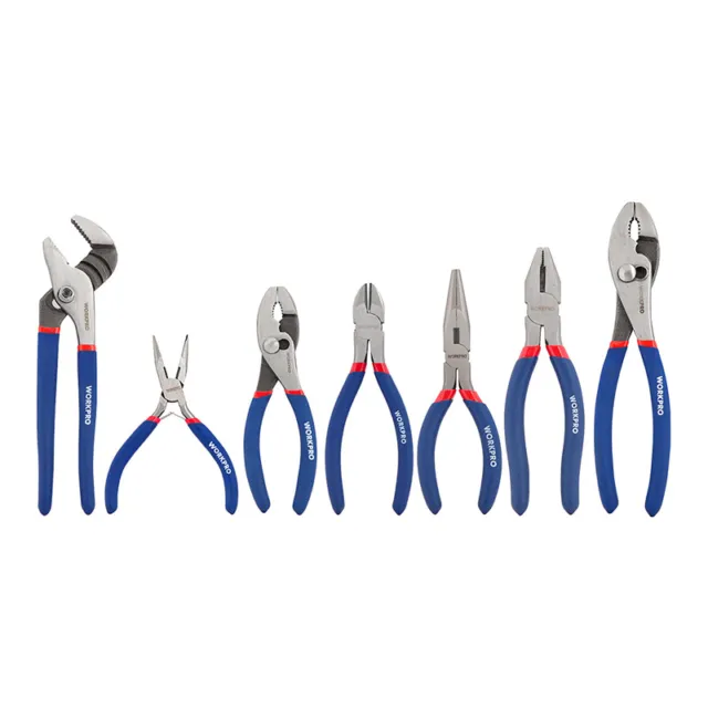 WORKPRO 7PC Pliers Set 4-1/2-8" Groove Joint Long Nose Slip Joint Diagonal Plier