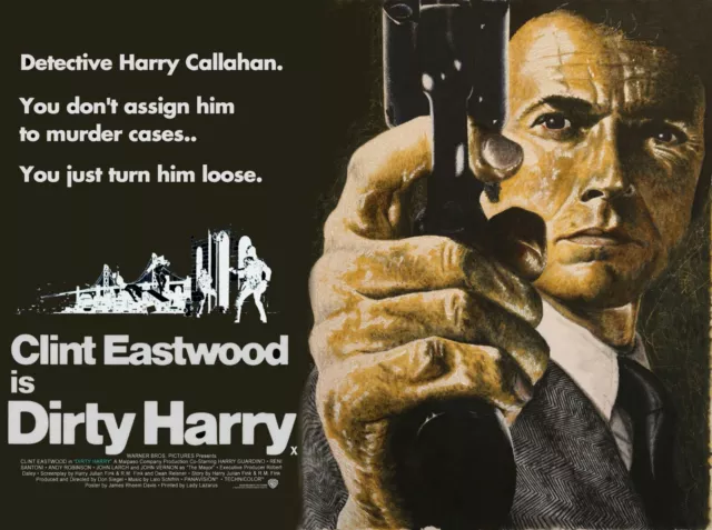 DIRTY HARRY 1971 quad poster print 30x40" Clint Eastwood Andrew Robinson FREEP&P