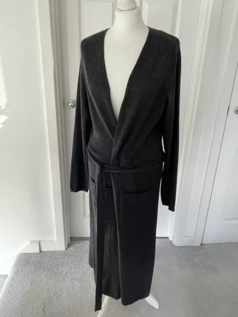 Tahari  100% Cashmere Dressing Gown Robe Grey L fit uk 10 , 12 & 14 Fab Cond