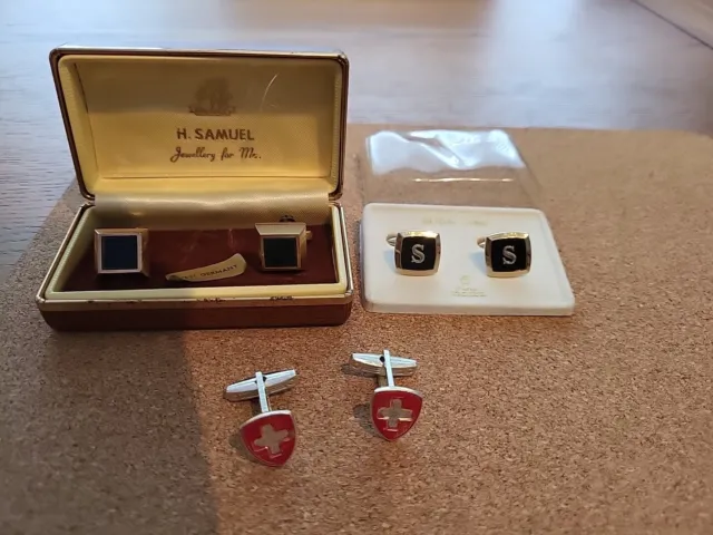 Lovely Job Lot 3 Pairs Vintage Cufflinks