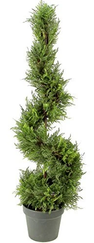 Admired By Nature 3' Artificial Cypress Leave Spiral Topiary Plant Tree in Pl...
