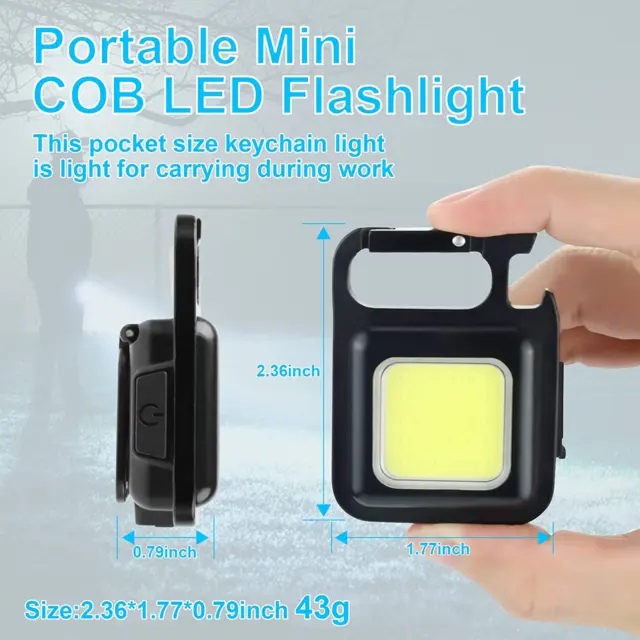 800 Lumens Mini COB Flashlights Bright Rechargeable Keychain Small Pocket Light 3
