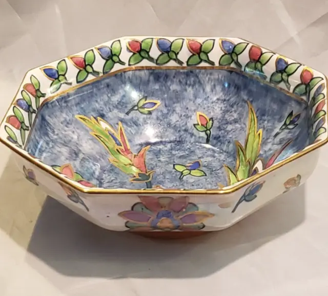 Royal Winton Grimwades Byzanta Ware Bowl 6 sides hand painted 1930's Art Deco