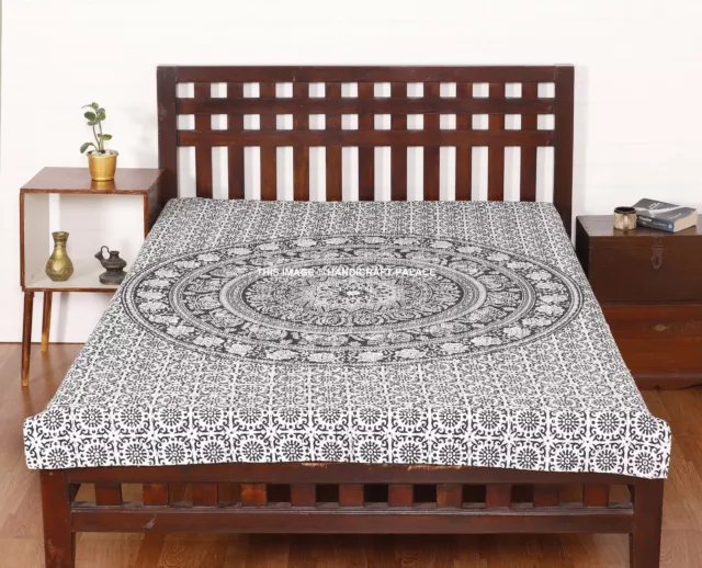 Éléphant Mandala Couvre-Lit Indien Drap de Lit Kantha Couette Jeté Coverlets