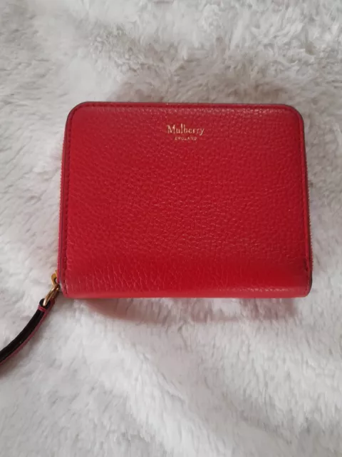 Mulberry fiery red zip round purse