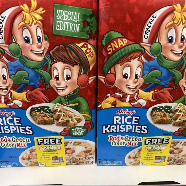 Kellogg's Rice Krispies Special Edition w/ Holiday Colors Christmas 7.5 OZ.