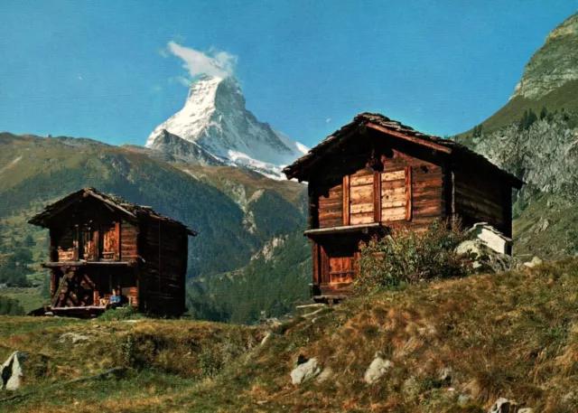 POSTCARD ZERMATT MATTERHORN Switzerland Mountain Wooden House $4.25 ...