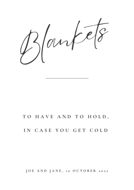 Personalised Blanket Wedding Modern Minimalist Sign - digital download