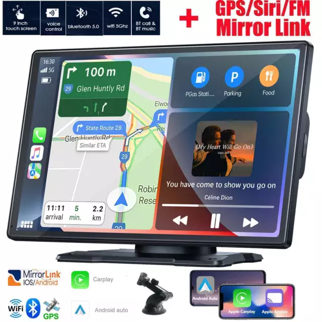 9"Car Stereo Radio For Wireless Apple Carplay&Android Auto Portable Head Unit FM 2