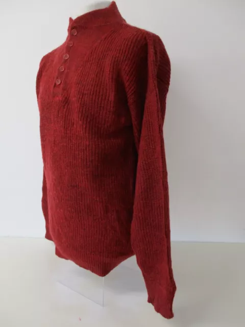 Maglione lavorato a mano, maglione lavorato a maglia Fishermans, rosso, altezza media, adatto a 40" petto 2