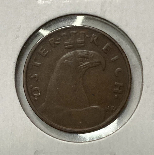 1925 Austria First Republic | 1 Groschen Bronze Coin | KM 2836 | UNC | Copper