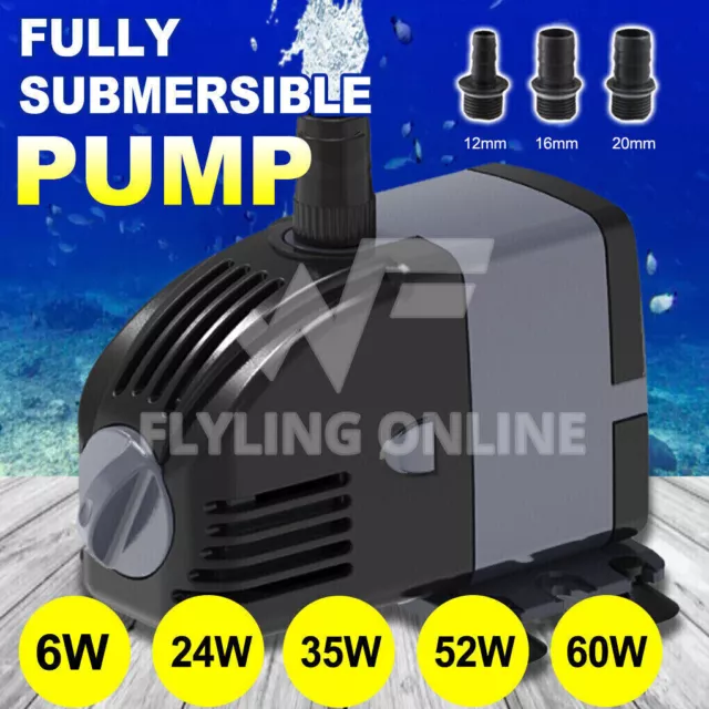 Aquarium Water Pump Adjustable Flow Submersible Fish Tank Fountain Pond Filter